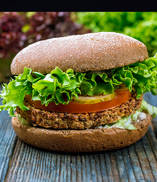 Burger végétarien et galette de sarrasin